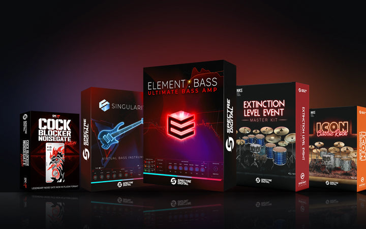Complete Plugin Bundle: Cockblocker, Singularity, Element Bass, Extinction Level Event and Icon Drums boxes